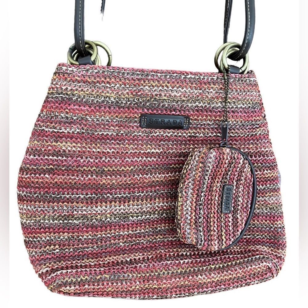 STRADA woven shoulder bag with small change purse